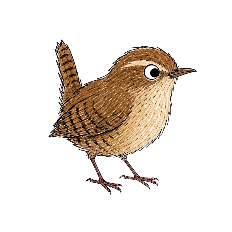 Jane Stephens illustration of a wren