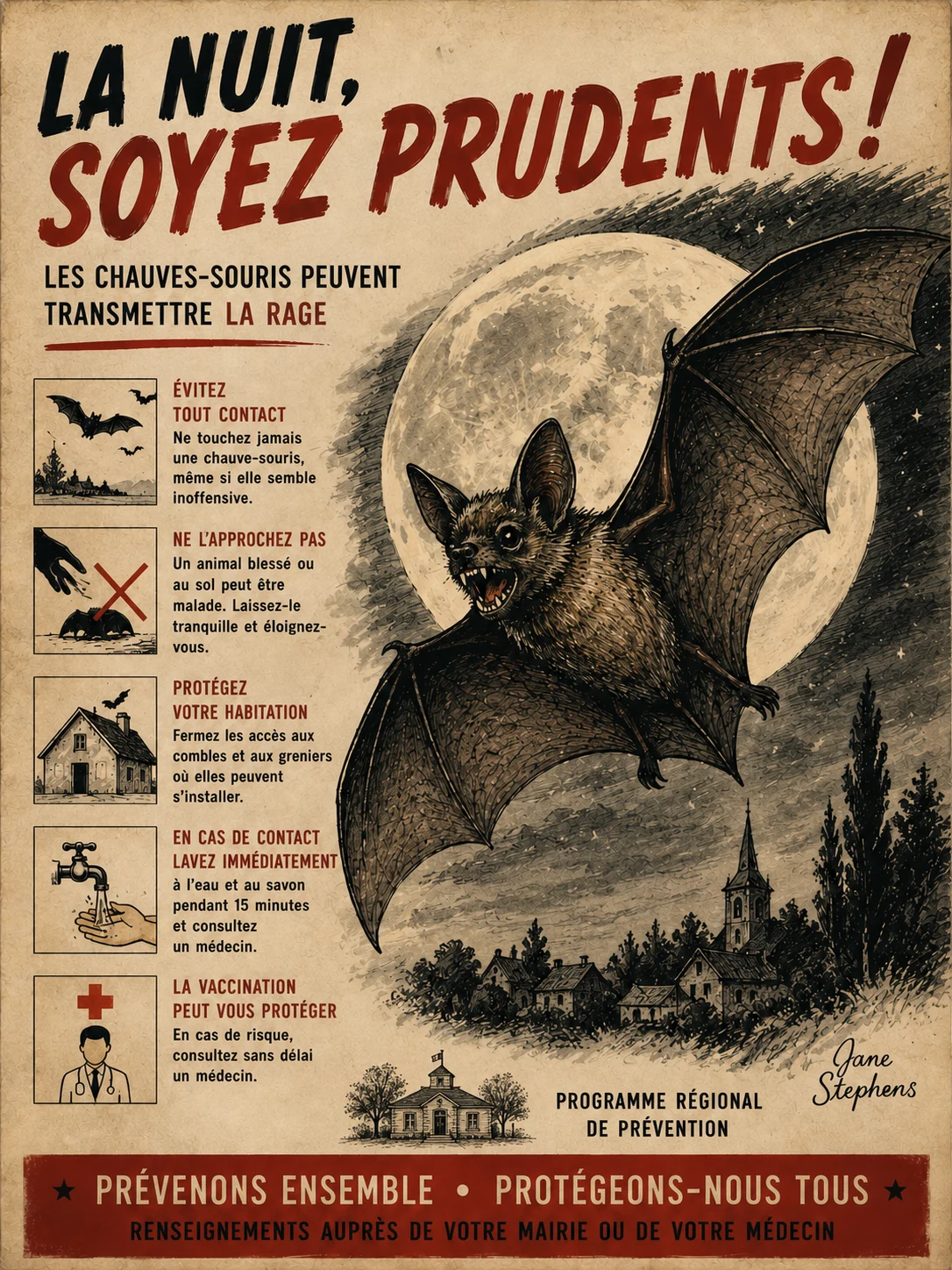 Bat rabies-awareness poster
