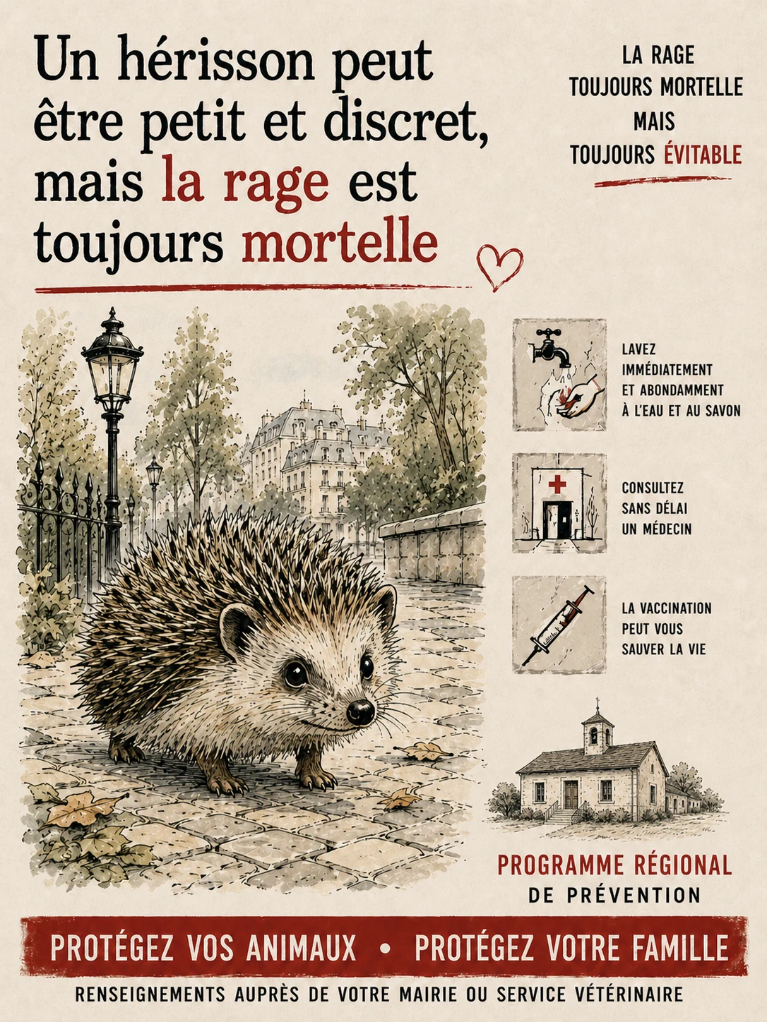 Hedgehog rabies-awareness poster