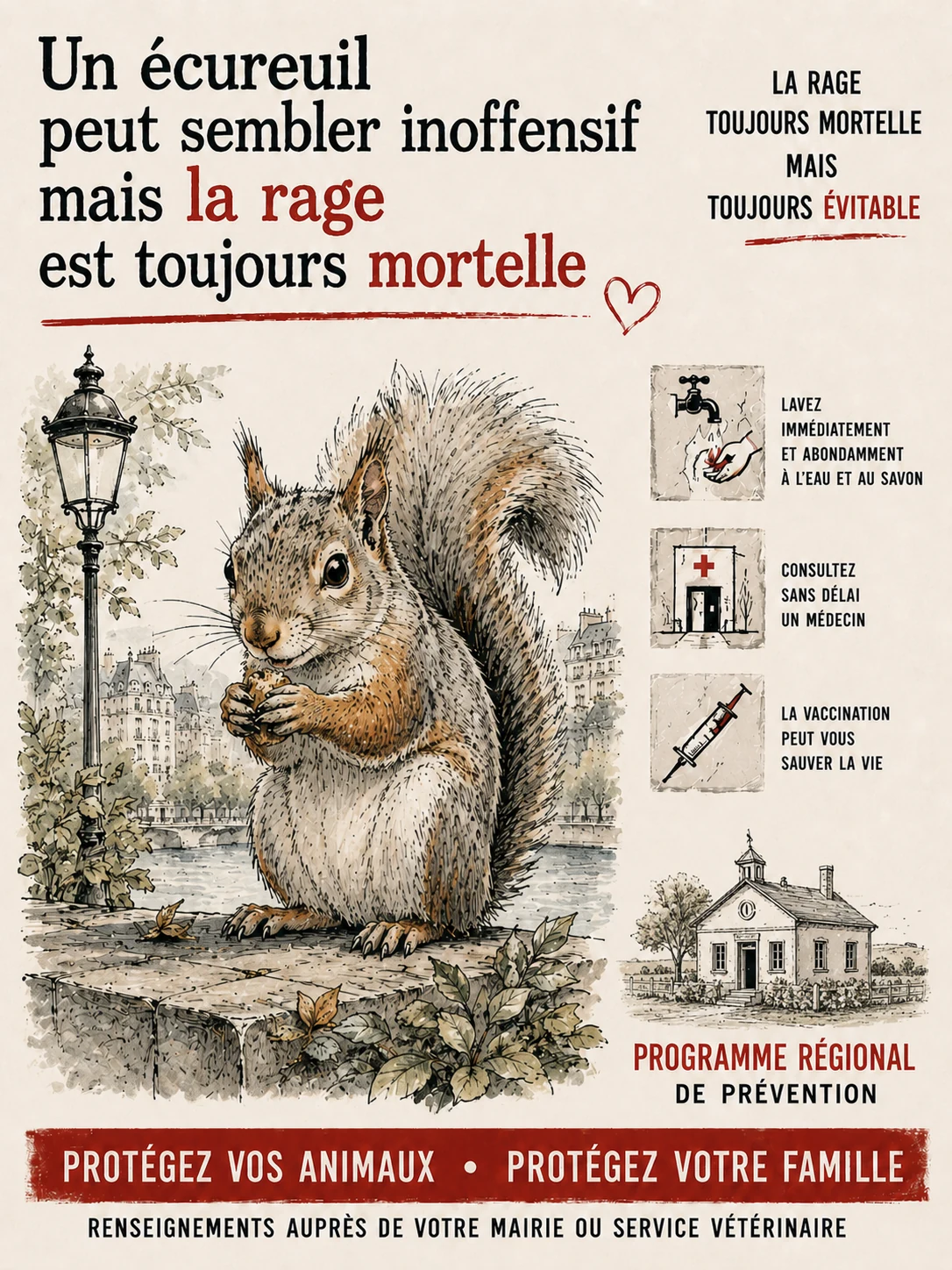 Squirrel rabies-awareness poster